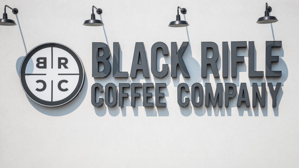 Exterior of Black Rifle Coffee Company Store. BRCC stock.