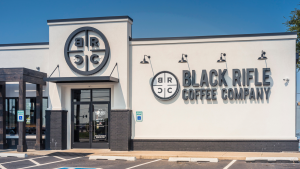 Exterior of Black Rifle Coffee Company Store. BRCC stock.