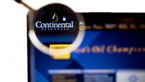 Continental Resources Inc logo visible on display screen.  CLR action.