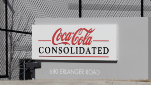 Coca-Cola Consolidated sign outside of their building. COKE Stock.