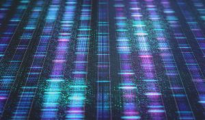 3D illustration of a method of colored DNA sequencing