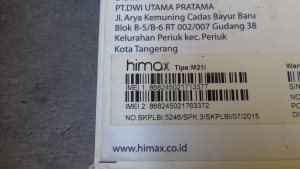 Himax box shipping label.  Hemex stock.