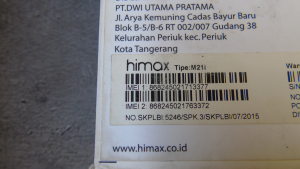 Himax box shipping label.  HIMX in stock.