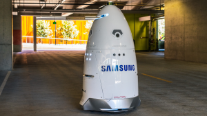 A Knightscope (KSCP Stock) security robot on patrol.