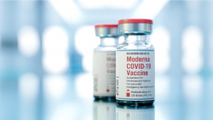 Moderna Inc (MRNA Stock) mRNA type COVID-19 vaccine. 3d rendering