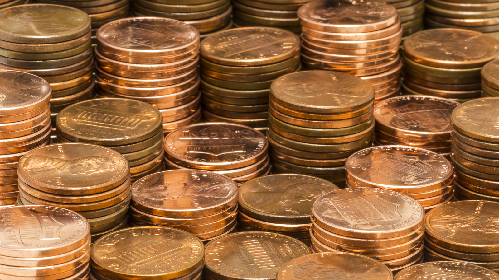 Stacks of pennies representing penny stocks.
