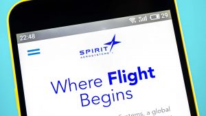 The Spirit AeroSystems (SPR) website displayed on a smartphone screen.