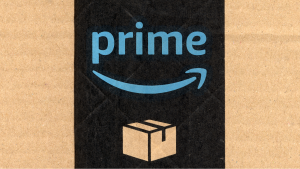 Amazon (AMZN) prime label on a parcel