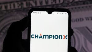 the ChampionX logo seen displayed on a smartphone