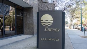 Entergy sign at their headquarters in New Orleans