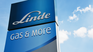 ドイツ、ハノーバーの Linde AG (LIN) のロゴ - リンデ グループは多国籍化学会社です