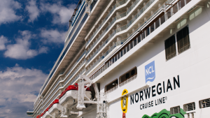 NCL, NORWEGIAN CRUISE LINE (NCHL) SHIP GETAWAY, 13 July 2017 : Cruise liner Getaway are docked in Port of Sant Petersburg.