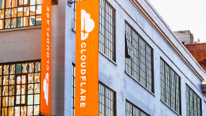 Exterior view of Cloudflare headquarters. NET stock.