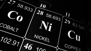 An image of the nickel entry from the periodic table of the elements.