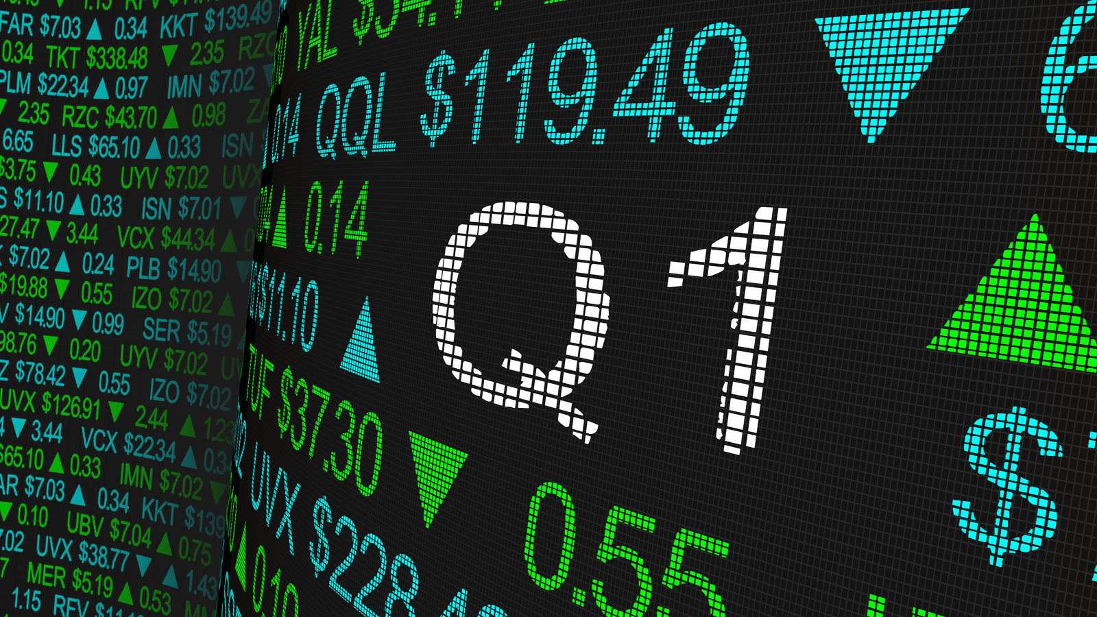 Q1 1st First Quarter. Stock Market Ticker