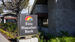 FHB stock: The sign outside a branch of First Hawaiian Bank on the Big Island.