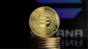 Solana Coin (SOL-USD) in front of the Solana logo