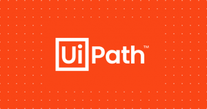 An image of UiPath's logo; white text over an orange background