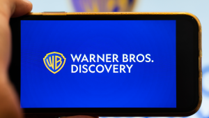 The logo of the new Warner Bros Discovery (WBD stock) company on smartphone screen.