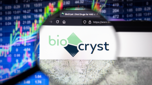 BioCryst Pharmaceuticals logo on a webpage. BCRX stock.