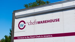 The Chefs' Warehouse logo on a truck. CHEF stock.