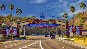 Entrance to Walt Disney World park. DIS stock.