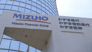 Mizuho Financial Group building in Kobe, Japan. MFG stock.