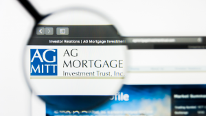AG Mortgage logo on a computer. MITT stock.