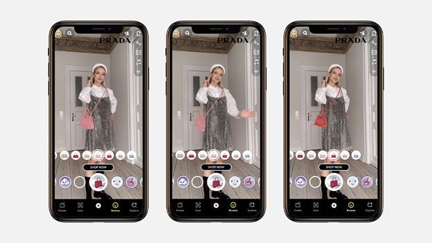 Snapchat's augmented reality "try on" feature with Prada