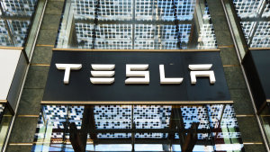 Tesla (TSLA stock) Motors store in Piazza Gae Aulenti square in Milan, Italy. TSLA stock