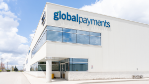 Global Payments office building in Brantford, Ontario, Canada. GPN stock.