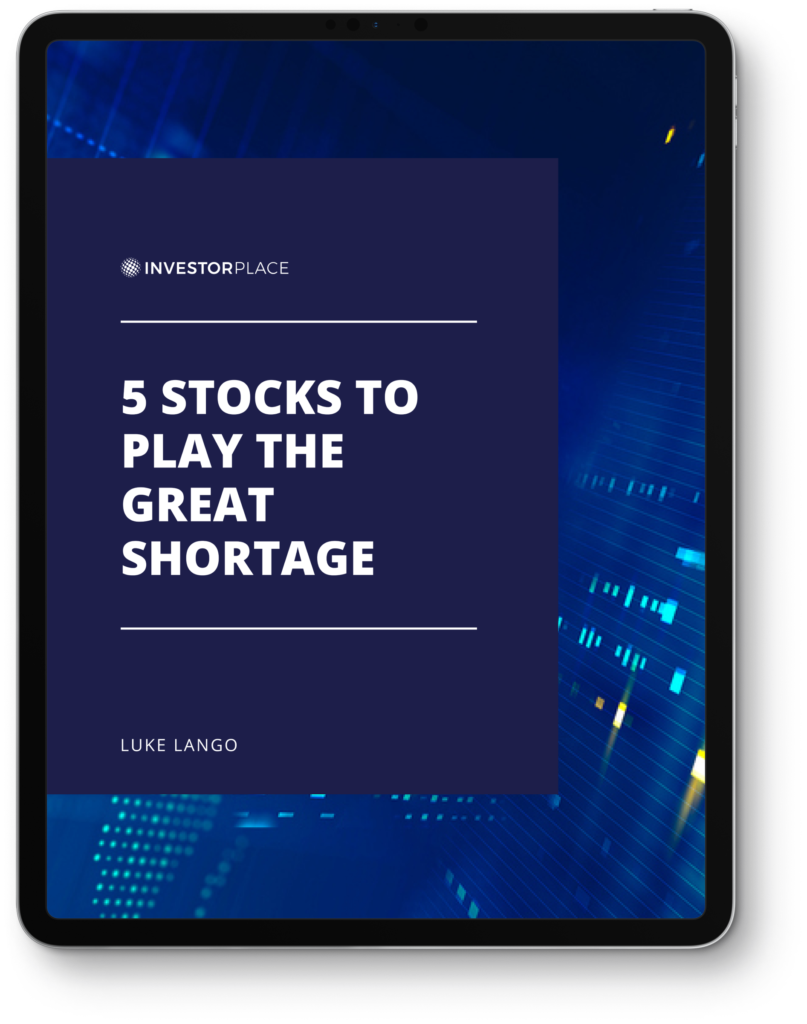 Luke Lango's report, "5 Stocks To Play The Great Shortage" surrounded by a black border