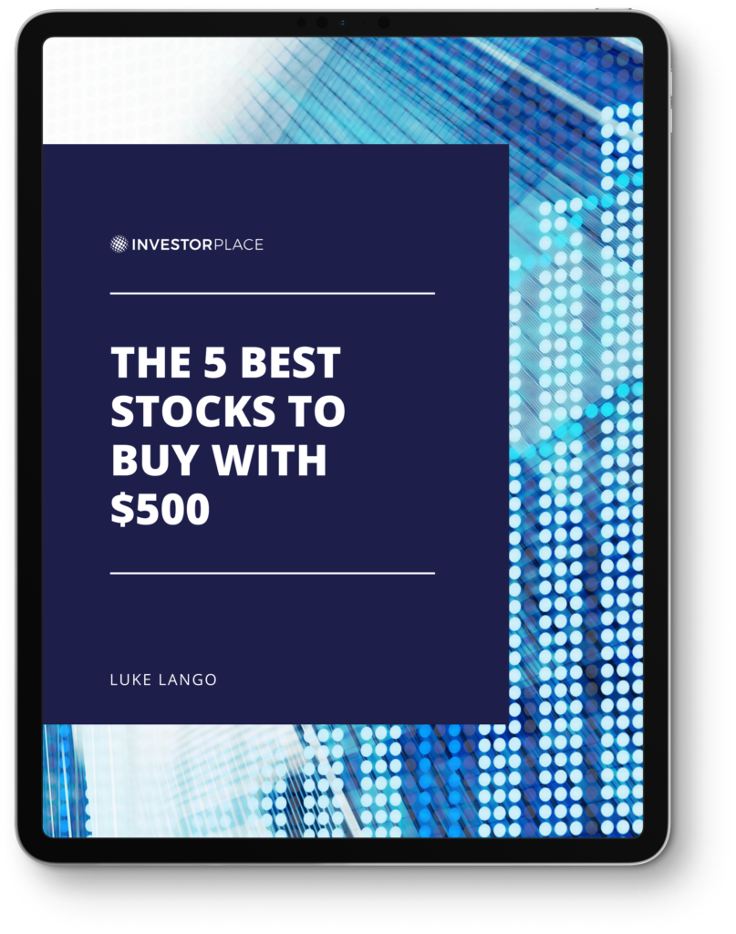 Luke Lango's report, "The 5 Best Stocks To Buy With $500" surrounded by a black border