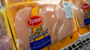 A package of Tyson Foods (TSN) chicken breasts.