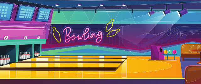 An illustration of a bowling alley.