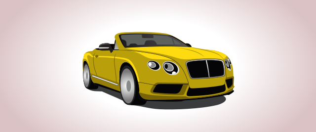 An illustration of a yellow convertible.