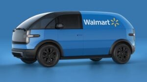 An image of a Canoo, Inc. (GOEV) Walmart electric delivery vehicle