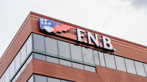 Picture of First National Bank building in Pennsylvania. FNB stock.