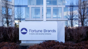 Fortune Brands floor sign at their headquarters in Deerfield, Illinois