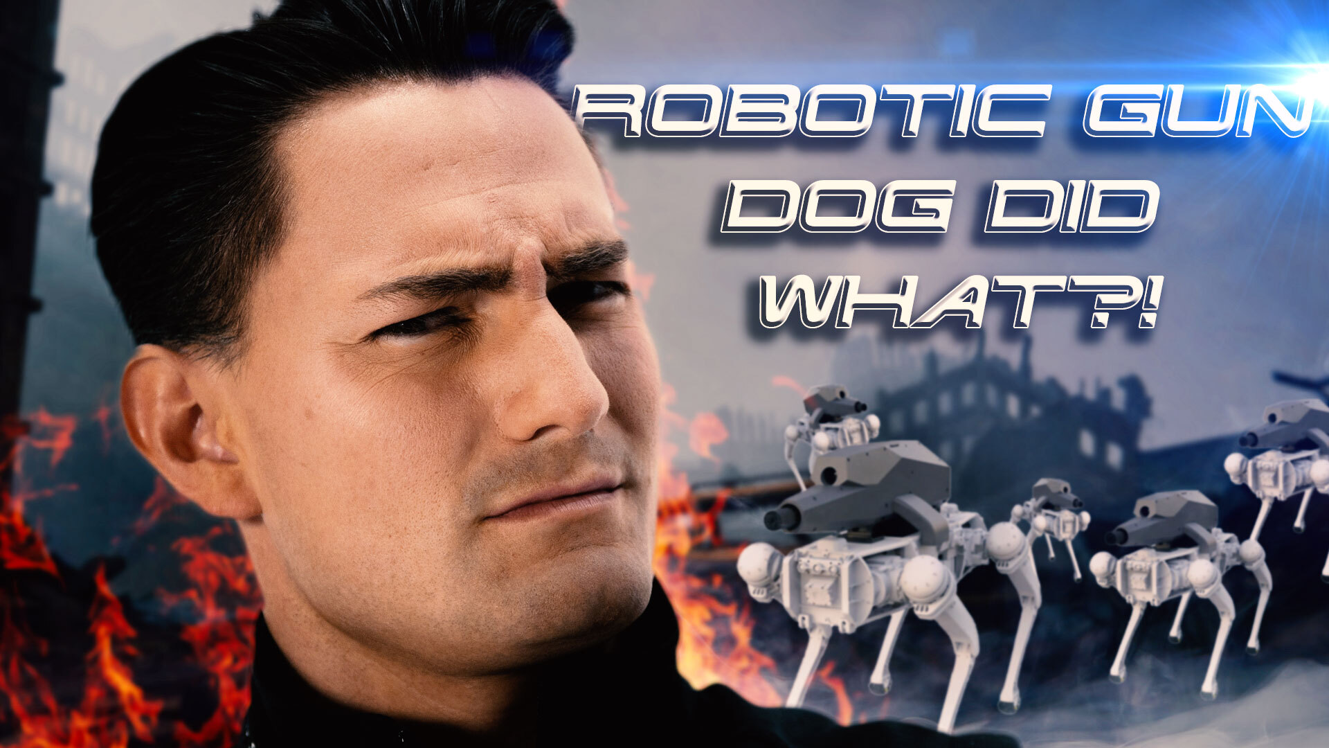 An image of Luke looking confused next to a robot dog with the text, robot dog did what?