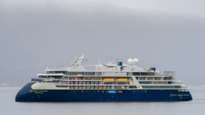 National Geographic Endurance ship in Norway. Small ship from Lindblad Expeditions. LIND stock.
