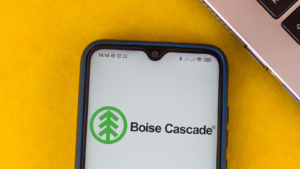 In this photo illustration the Boise Cascade Company logo seen displayed on a smartphone. BCC stock