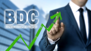 Business Development Company BDC concept is shown by businessman.