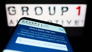 The website for Group 1 displayed on a smartphone screen.