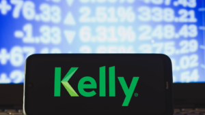  In this photo illustration a Kelly Services (KYELA) logo seen displayed on a smartphone