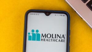 The logo for Molina Healthcare displayed on a smartphone screen.