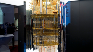 IBM Q System One Quantum Computer at the Consumer Electronic Show CES 2020. Quantum computing stocks.