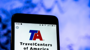  TravelCenters of America Full-service restaurants company logo seen displayed on smart phone. TA stock