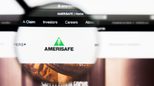 Illustrative Editorial of AMERISAFE (AMSF) Inc website homepage. AMERISAFE Inc logo visible on display screen.