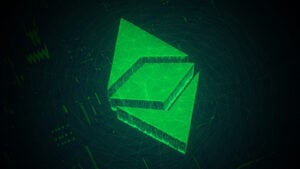 Concept graphic for Ethereum Classic (ETC) crypto logo in green techno style